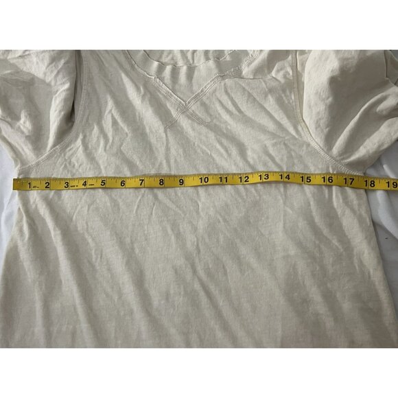 We The Free People Cream Oatmeal 3/4 Sleeve Shirt Size XL Distressed Pleats - Picture 12 of 14
